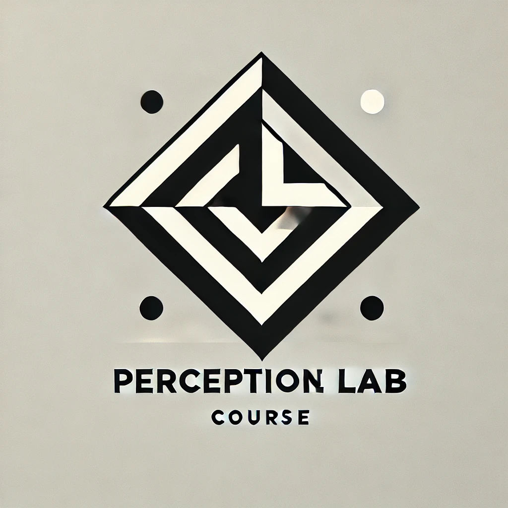 Book cover image that says Perception Lab Course, generated by chatGPT4o. Black and white offsets and subtle text distortions make one take a second look at the image, which is reminiscent of perceptual illusions.